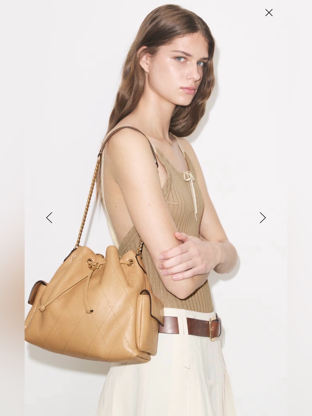 Tory Burch Quilted Drawstring Bucket Shoulder Bag